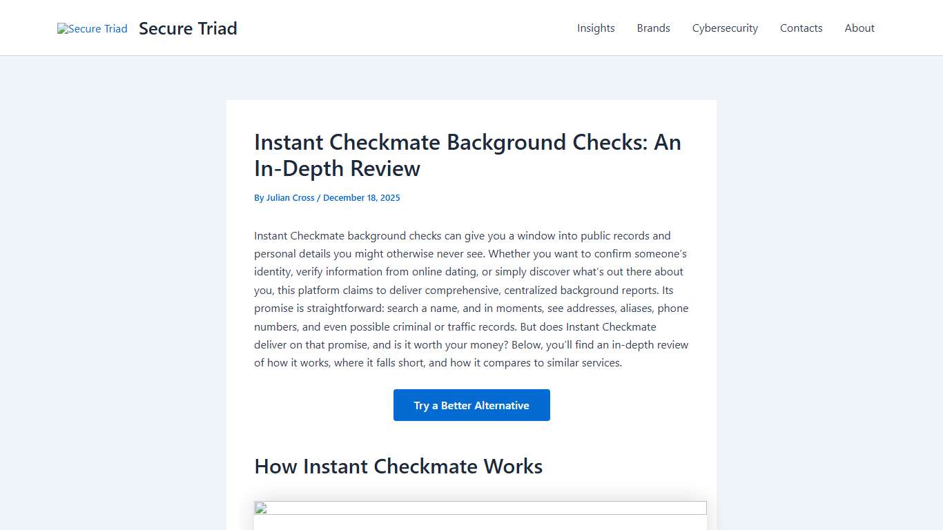 Instant Checkmate Background Check Review: Is It Worth the Cost? | Secure Triad
