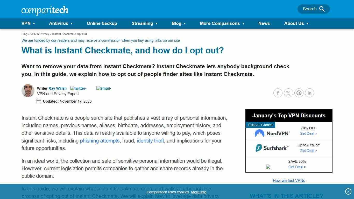 What is Instant Checkmate? (and how to opt out) - Comparitech